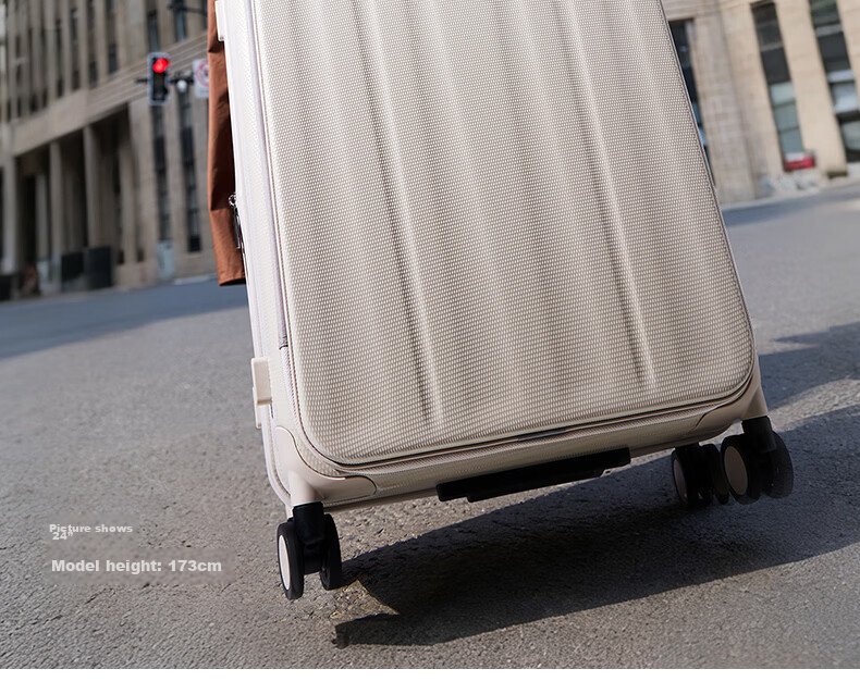 Hanke Expandable Luggage Women Trolley Large Capacity Men Carry-On Suitcase 20 Inch Ivory White Side Opening 4