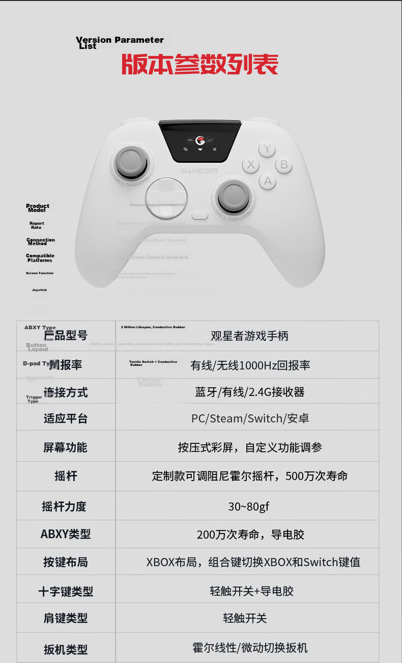 Genshin Little Chicken Stargazer Smart Control Color Screen Adjustable Wireless Game Controller with Motion Sensor【Free Charging Dock with Review】for Mobile NS Android Steam Apple PC Computer Switch 2 30