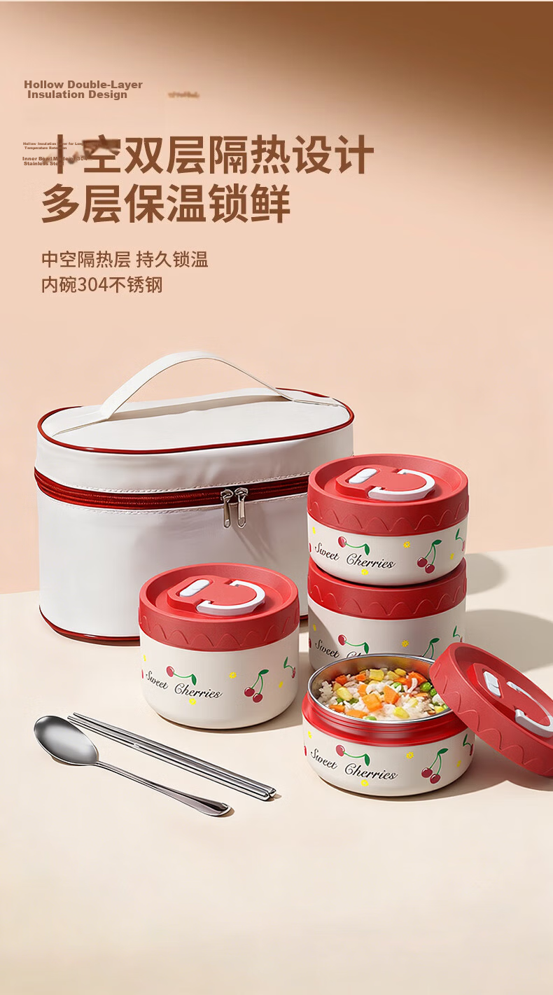 Licheers Stainless Steel Insulated Lunch Box Set Multi-layer Bento Food Container for Office Workers and Kids 19