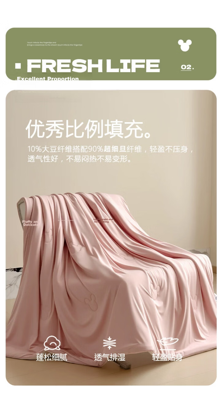 Disney Class A Cooling Silk Air Conditioning Quilt Children's Summer Quilt 150x200cm Single Ice Silk Summer Quilt Machine Washable Thin Quilt 12