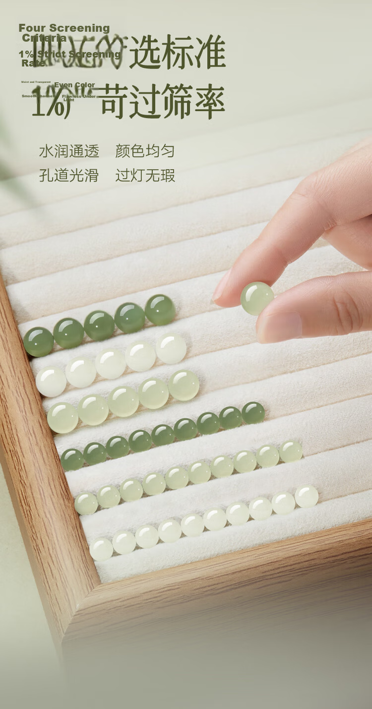 Jinliufu Auspicious Hetian Jade Loose Beads DIY Bracelet Jade Accessories Round Beads Jewelry Qixi Festival Gift for Girlfriend 5