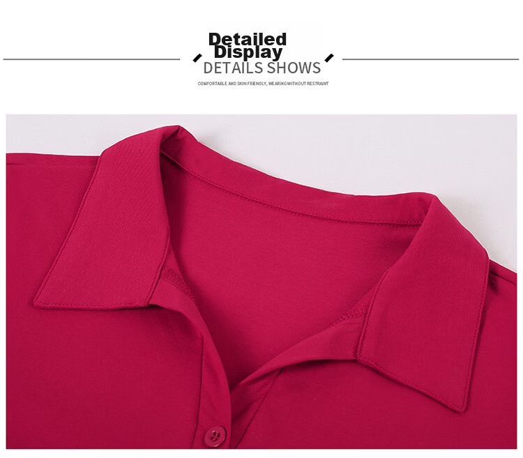 Woodpecker Women's Short Sleeve T-Shirt Pure Cotton Polo Collar Summer Regular Shoulder Slim Fit Casual Sports Half Sleeve Top Wine Red 2XL 29