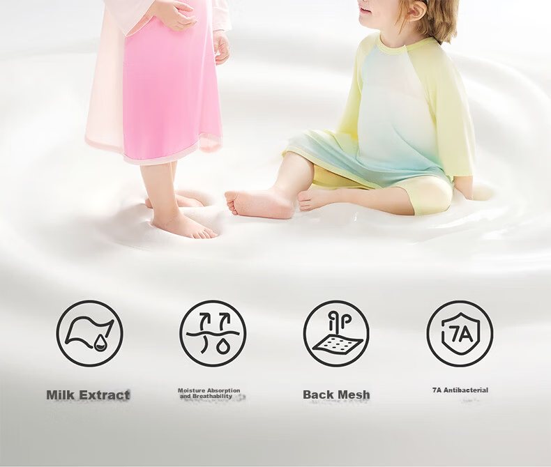 Babycare Baby Spring and Summer Sleep Dress with Soft Belly Protection, Leg-Separated Sleeping Bag, 3/4 Sleeve, Mint Seed Pattern, Size 110 (105-115cm) 3