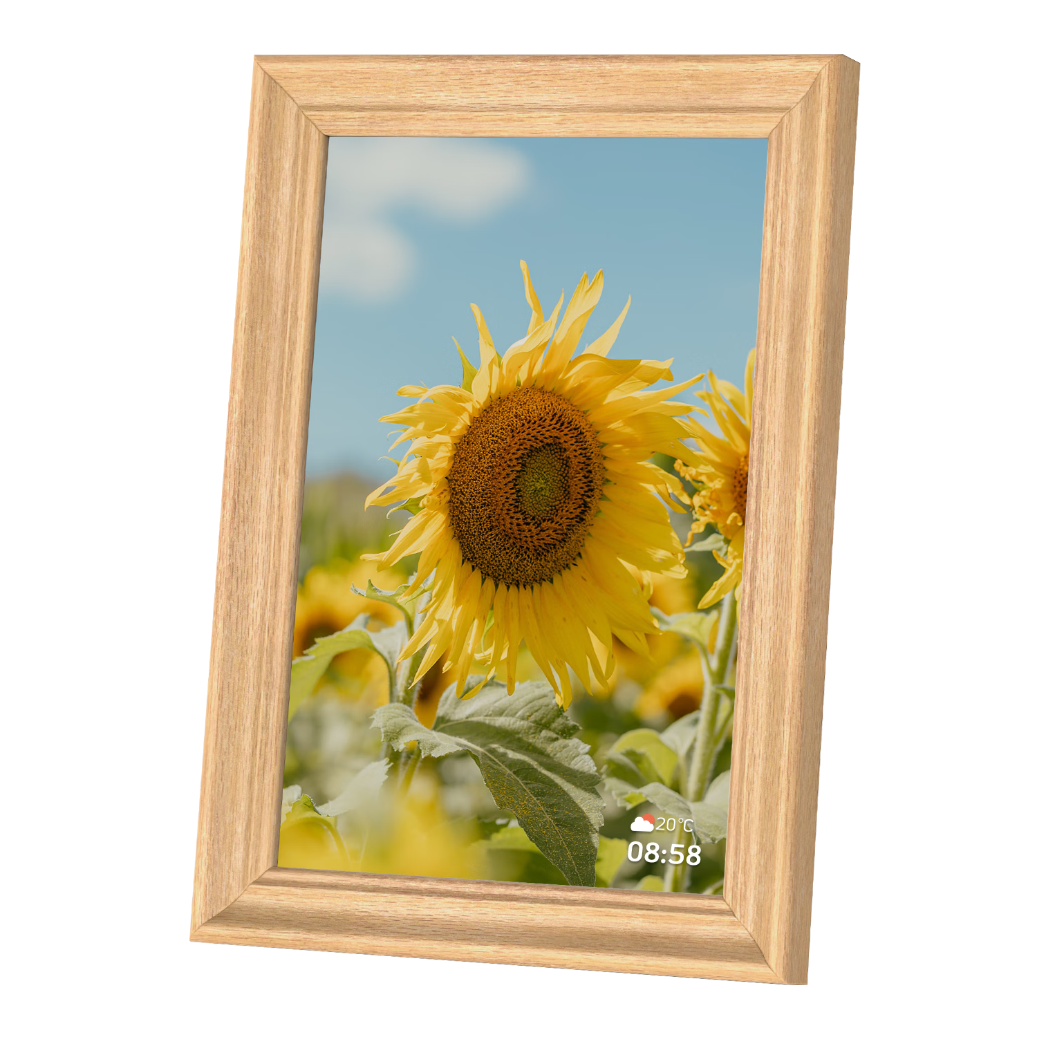 Nishi 3K Ultra HD 13.5-Inch Wooden Digital Photo Frame, Wedding Engagement Mid-Autumn Festival Gift for Elders' Anniversary, Smart Cloud Album High-Definition Touchscreen Display Player Desk Stand