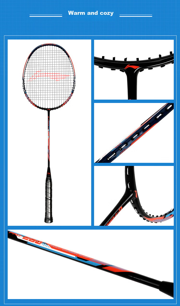 Li-Ning Badminton Racket Middle Shaft Carbon 280 Carbon Composite Pair AYPV087-22 (Strung with Shuttlecock And Grip) 11