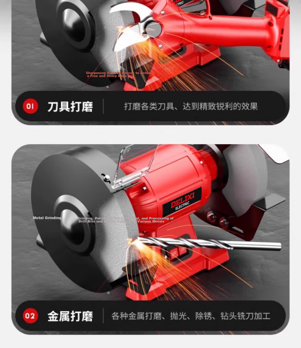 Delixi Desktop Bench Grinder Small Electric Grinding Wheel Sharpener Industrial Grade Belt Sander for Home Use 9