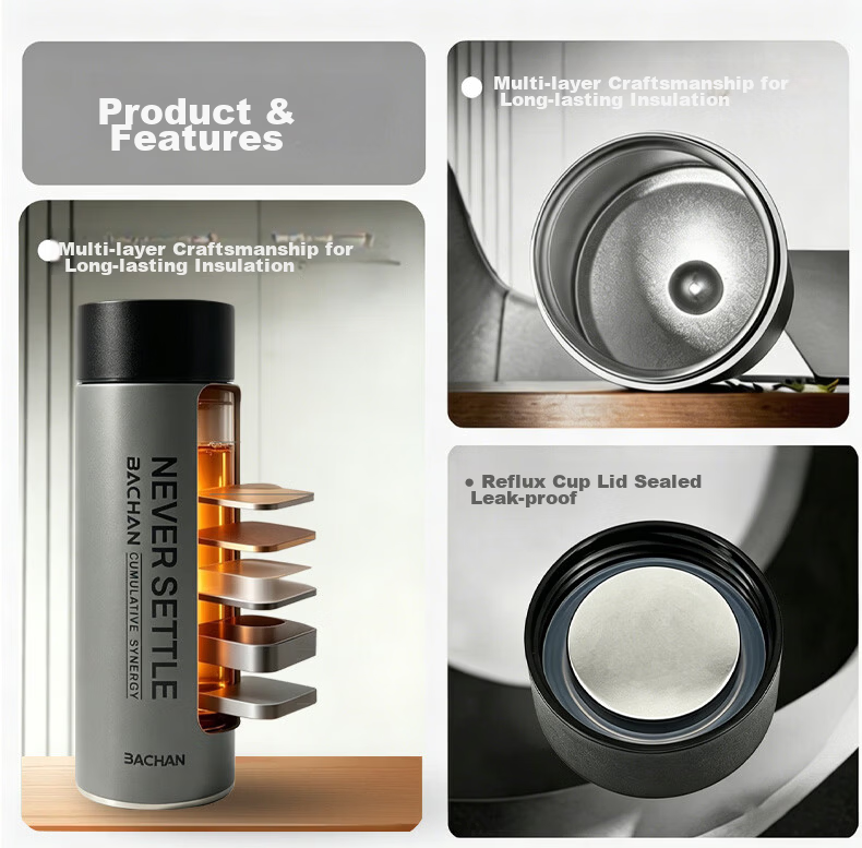 Yachihang Insulated Magnetic Tea Infuser Bottle for Men 316 Stainless Steel Tea Separation Car Travel Mug 2026 New Model 10