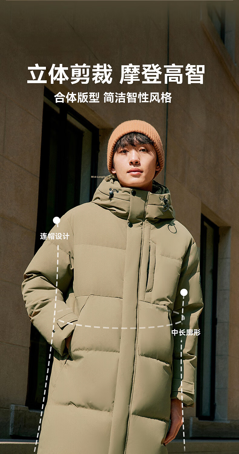 Snow Flying 2025 New Men's Mid-Length Simple Business Casual Hooded Down Jacket Straight Slim Thick Warm 9