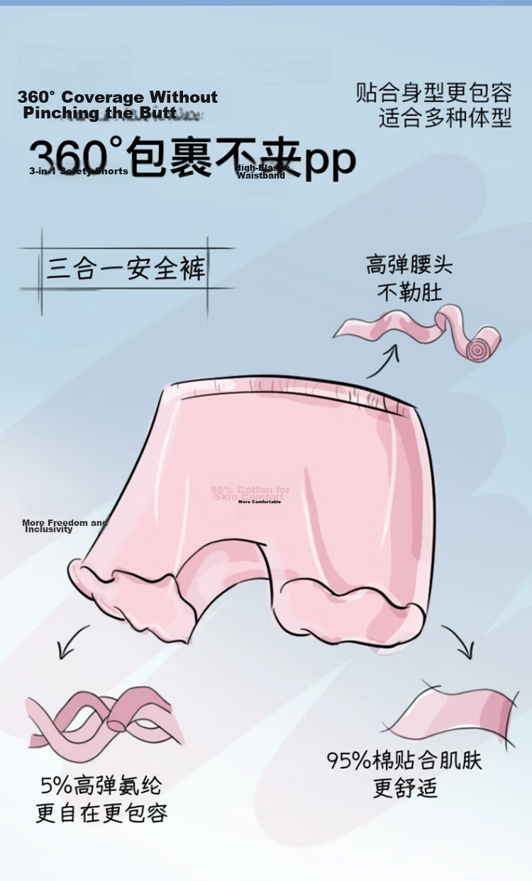 Bingxue Kapok Children's Safety Pants Girls' Underwear Class A Pure Cotton 3-in-1 Anti-Exposure Summer Thin Seamless Breathable Leggings 3