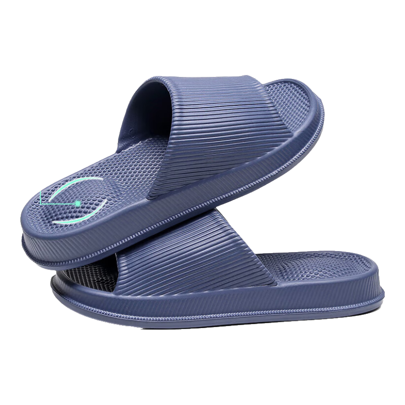 GUOLUOFEI Thick-Soled Slip-On Sandals for Men, Summer Bathroom Shower Non-Slip Couple Indoor Slippers for Women, Navy Blue, Size 50-51