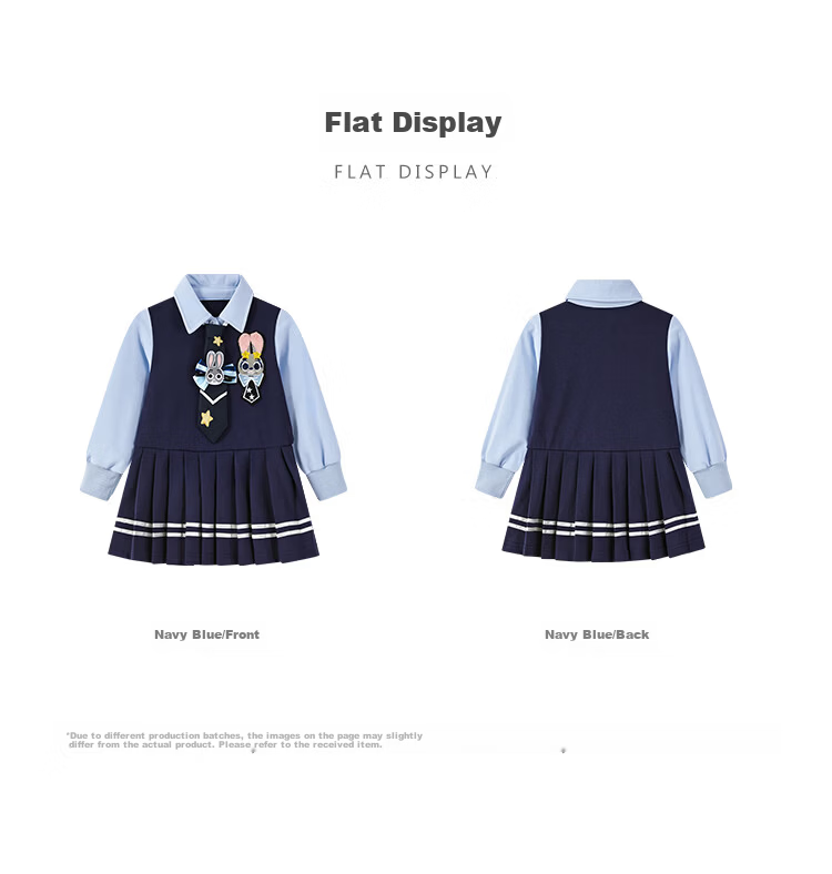 Disney Girls' Spring Dress 2026 New Judy Hopps Officer Children's Clothing Toddler Baby Long Sleeve Princess Dress 10