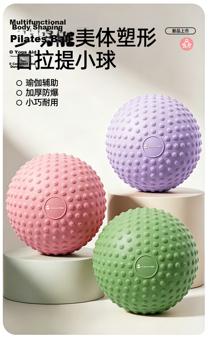 CALLIVEN Yoga Ball Small Spiked Massage Ball Pelvic Floor Muscle Trainer Postpartum Exercise Abdominal Muscle Ball Purple + Air Pump 1