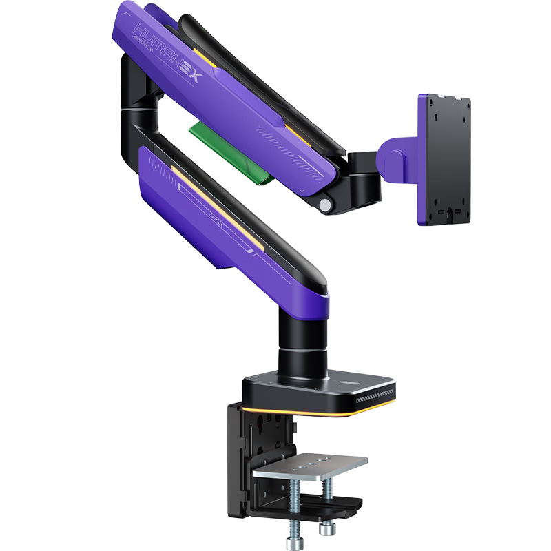 HUMANEX Monitor Stand, Computer Display Arm, RGB Gaming Mechanical Arm, Desktop Riser, Dark Angel, 20KG Load Capacity, for 17-49 Inches, Gift Box Version, T18-1X