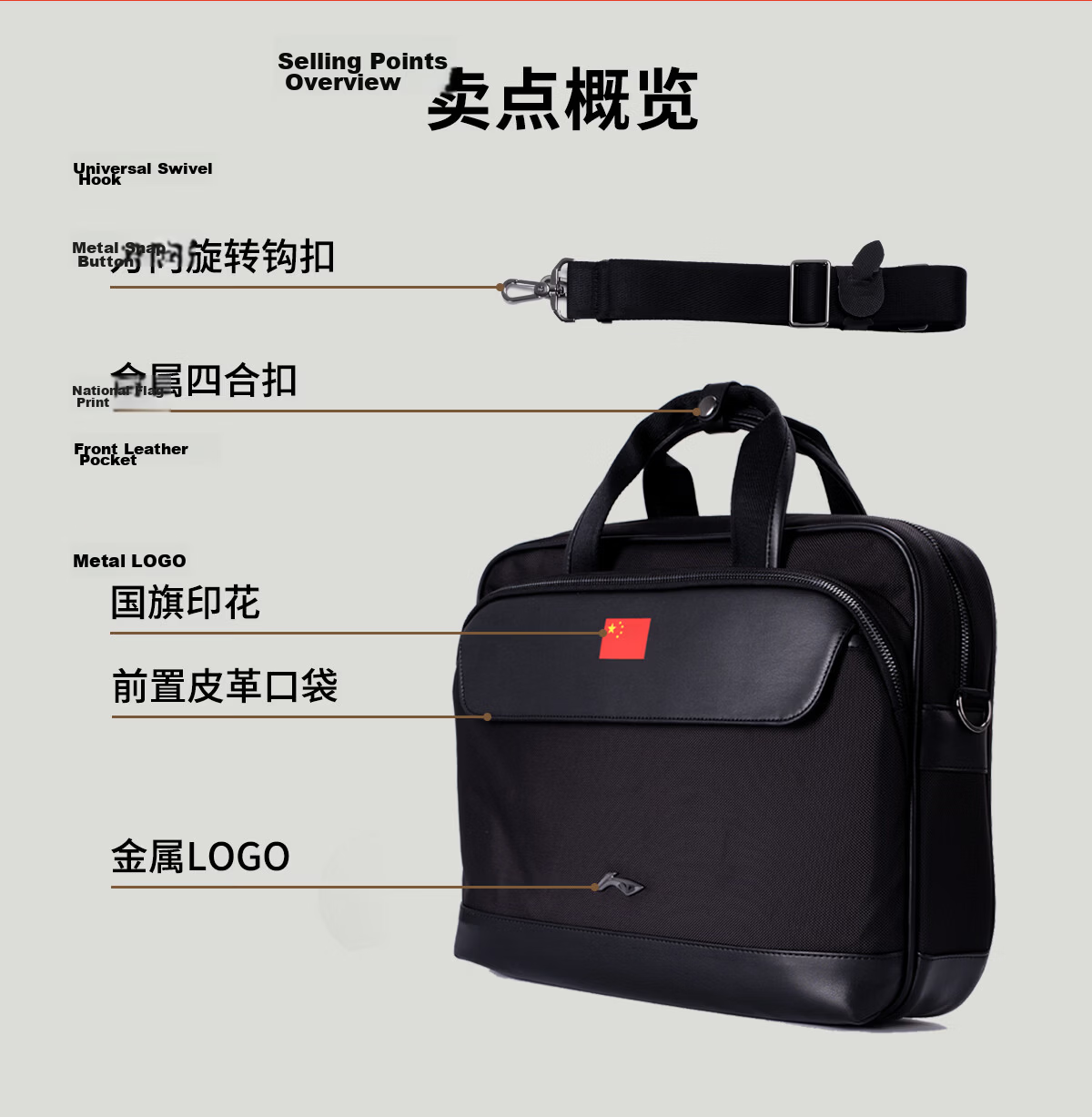 Li-Ning Glory Series National Team Sponsored Large Capacity Laptop Bag Business Multifunctional Lightweight Handbag 3