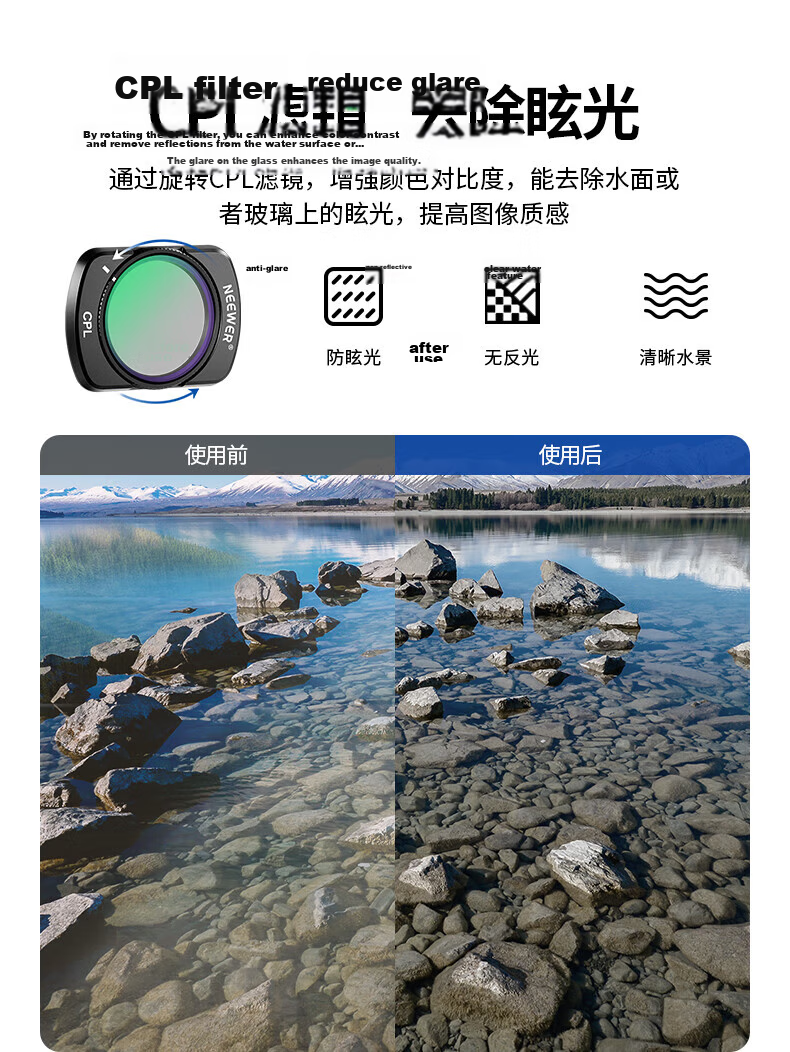 NEEWER Magnetic Quick-Release Filter Kit for DJI Pocket 4/3 Camera UV Protection ND Neutral Density CPL Polarizer Filters for DJI Osmo Pocket 3rd Gen 5