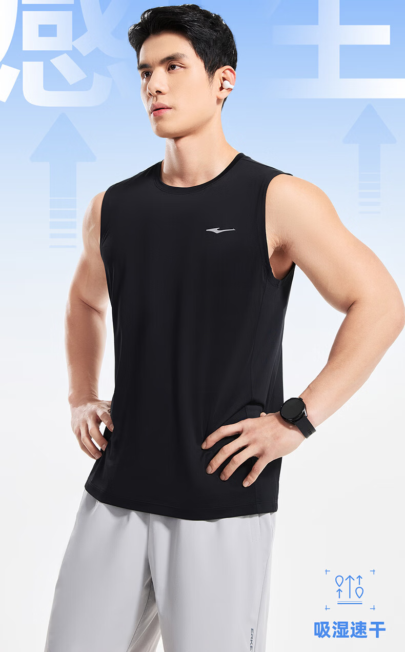 Erke Men's Sports Vest Summer Moisture-Wicking Quick-Dry Ice Feel Crew Neck Sleeveless T-Shirt Outdoor Casual Base Layer Shirt 2