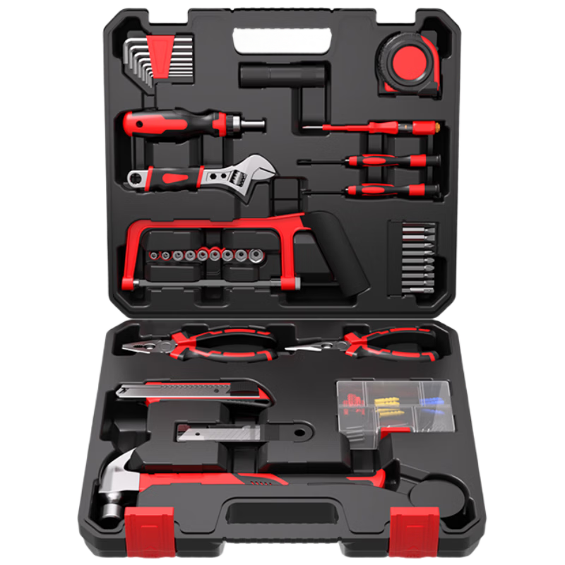 DELIXI Household Toolbox Set Electrician Carpenter Telecom Maintenance Hardware Manual Tools 43-Piece Set