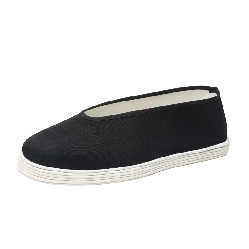 Lifeng Old Beijing Cloth Shoes Men Round Toe Thousand-Layer Sole Slip-On Casual Breathable Handmade Black Size 44 (270mm)