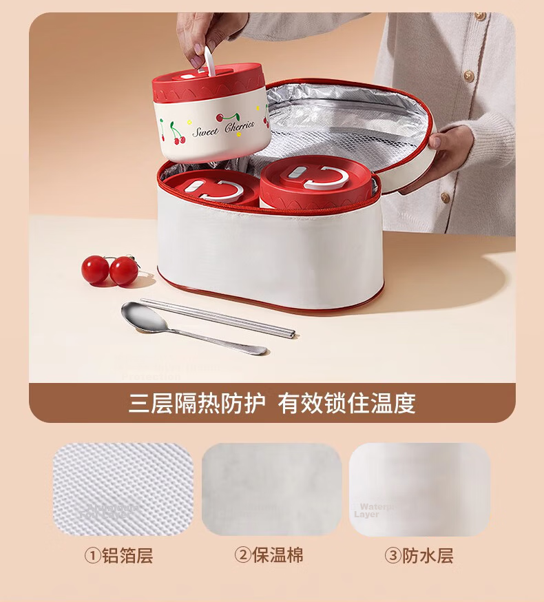 Licheers Stainless Steel Insulated Lunch Box Set Multi-layer Bento Food Container for Office Workers and Kids 16