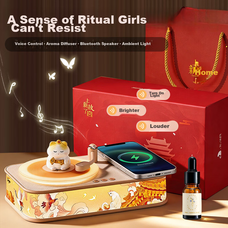 CoolFire Forbidden City Cultural Creative Women's Birthday Gift Practical Thoughtful Premium Niche Aromatherapy Bluetooth Speaker Smart Wireless Charging Sound System Subwoofer 2026 Latest High-Value