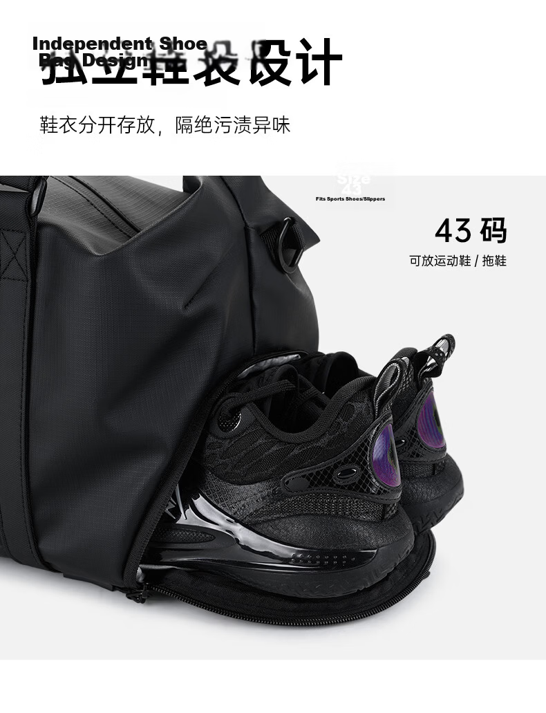 Edison Multifunctional Fitness Bag for Men Handheld Crossbody Business Travel Large Capacity Casual Backpack LX260 Black 11