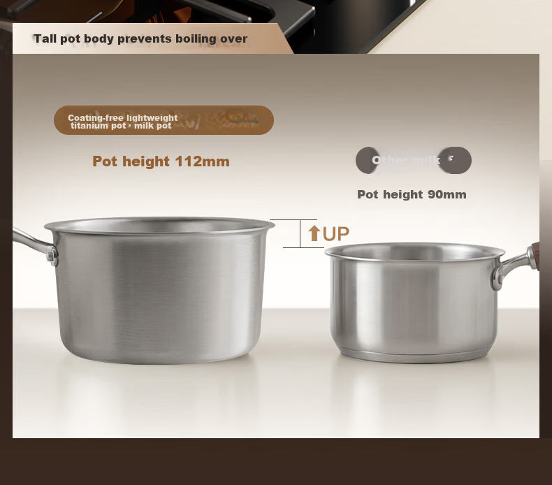 SUPOR JD Exclusive Pure Titanium Milk Pot Non-Coated Lightweight Non-Stick 100% Pure Titanium Plate Milk Pot 18cm Compatible with All Stoves 23
