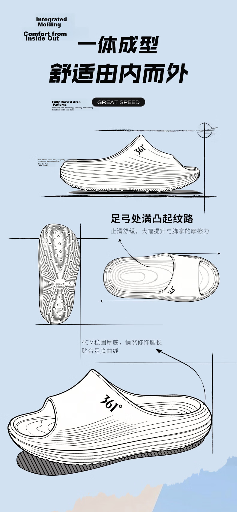 361° Feigo Men's Thick-Soled Sports Slippers Summer Non-Slip Soft Sole Outdoor Beach Sandals for Youth 4