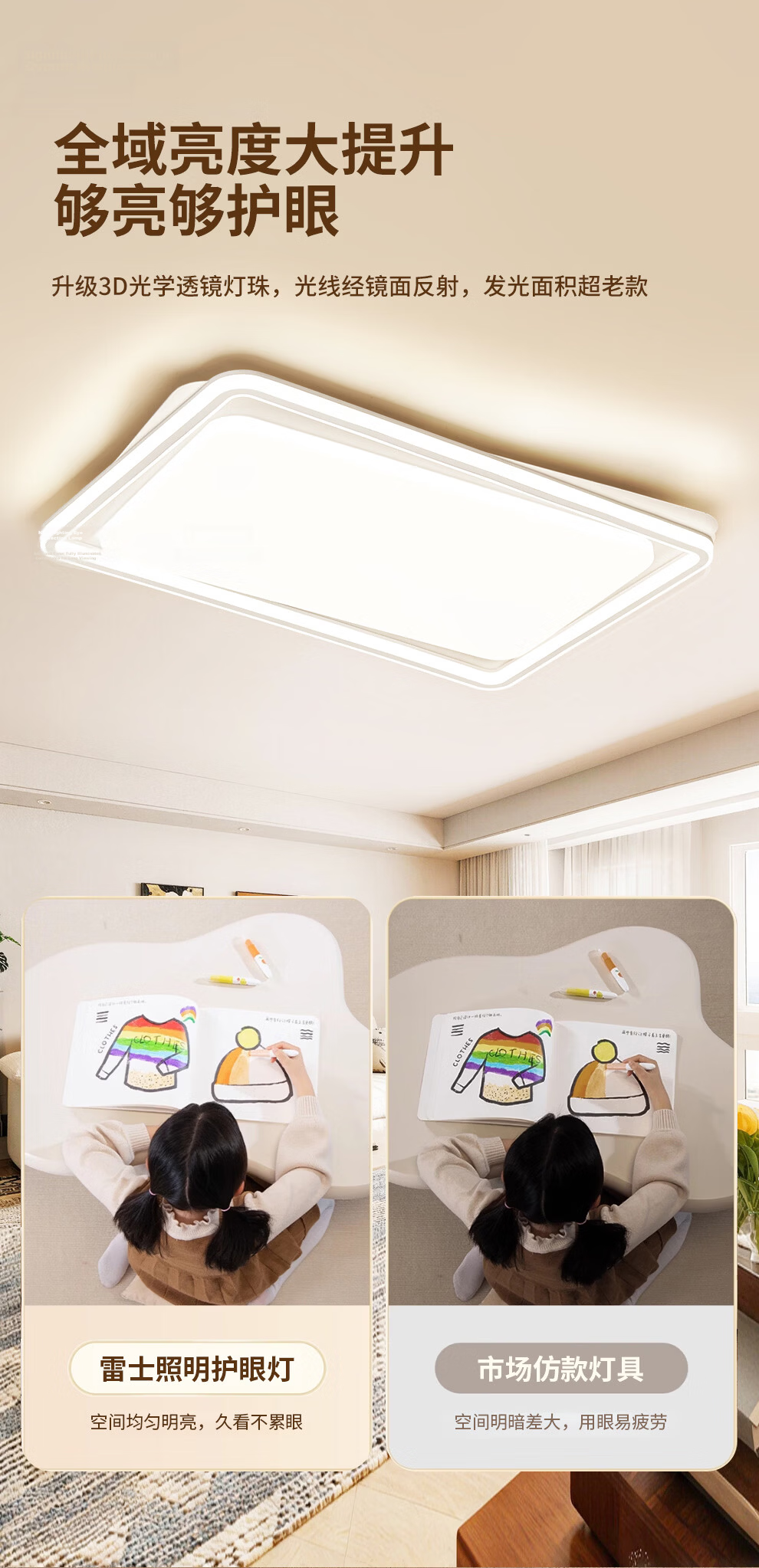 NVC Nordic Ceiling Light 2026 New Full Spectrum Eye Protection Ceiling Light Bai Youran Lite 160W 8