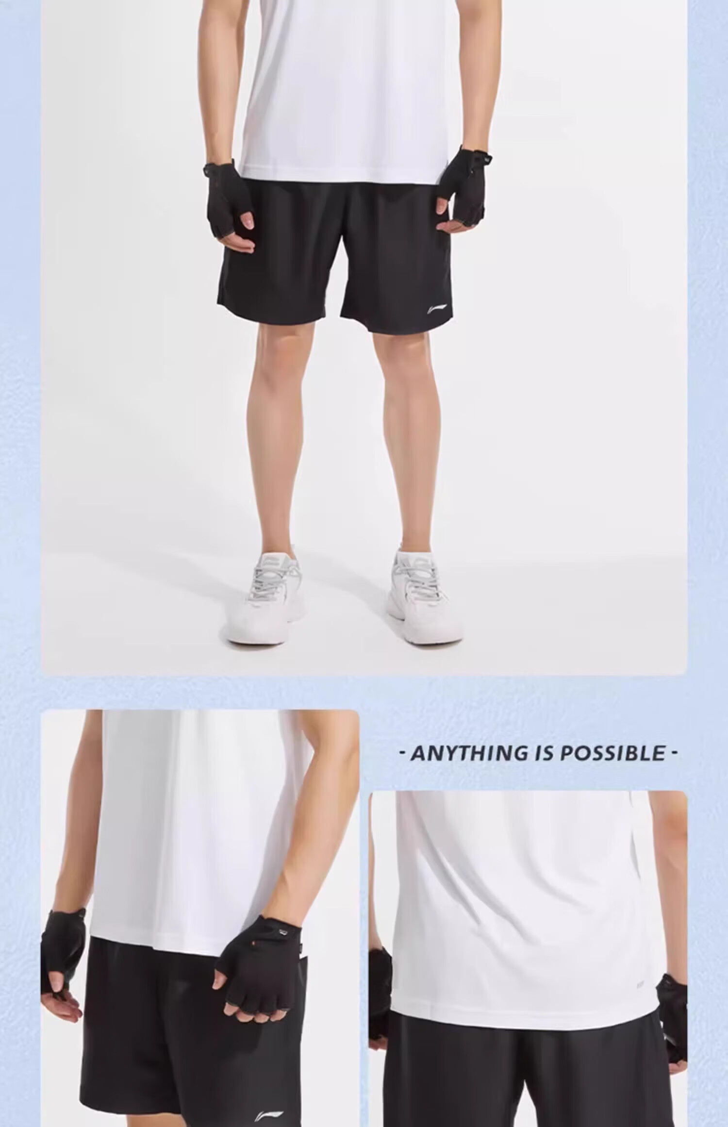 Li-Ning Men's Sports Shorts, Summer Quick-Dry Breathable Loose Casual Pants, Running Fitness Basketball Thin Ice Silk Five-Point Shorts 34