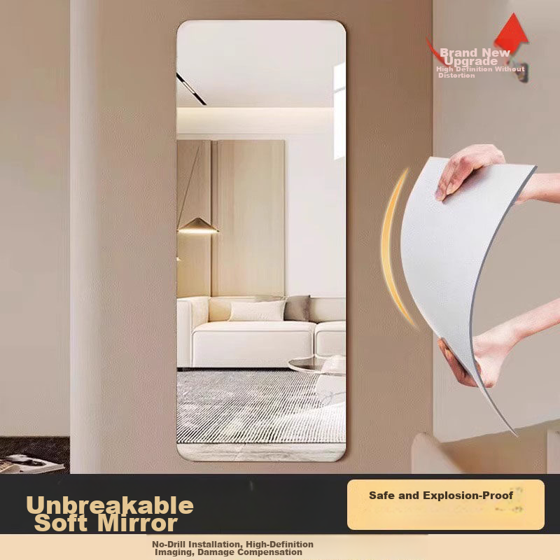 Puang Acrylic Soft Mirror Wall-Mounted Full-Length Dressing Mirror Home Bedroom Dormitory No-Installation 30x120cm