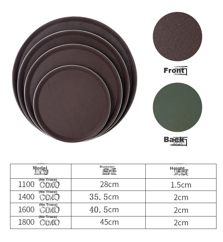 Jinwanfu Rectangular Non-Slip Plastic Serving Tray Tea Tray Hotel Dining Tray 46x35.5cm 10