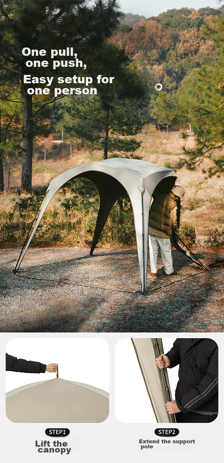 Naturehike Nuke Yunjie Self-Standing Quick-Open Titanium Black Gel Canopy Tent, Outdoor Camping Picnic, Rainproof, Sun-Proof, Dome Pavilio 3