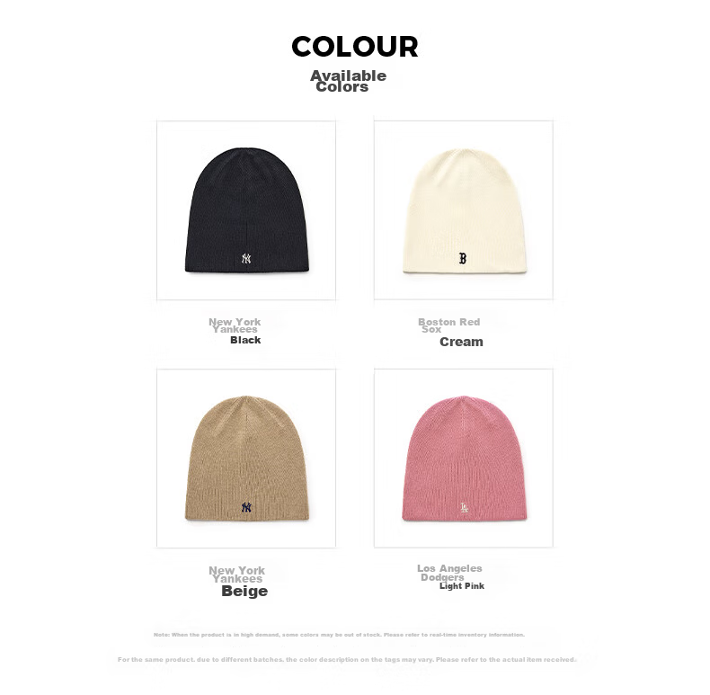 MLB Unisex Knit Beanie Hat 25 Autumn Winter New Woolen Comfortable Cap 3ABNB0456-43CRS-F 5