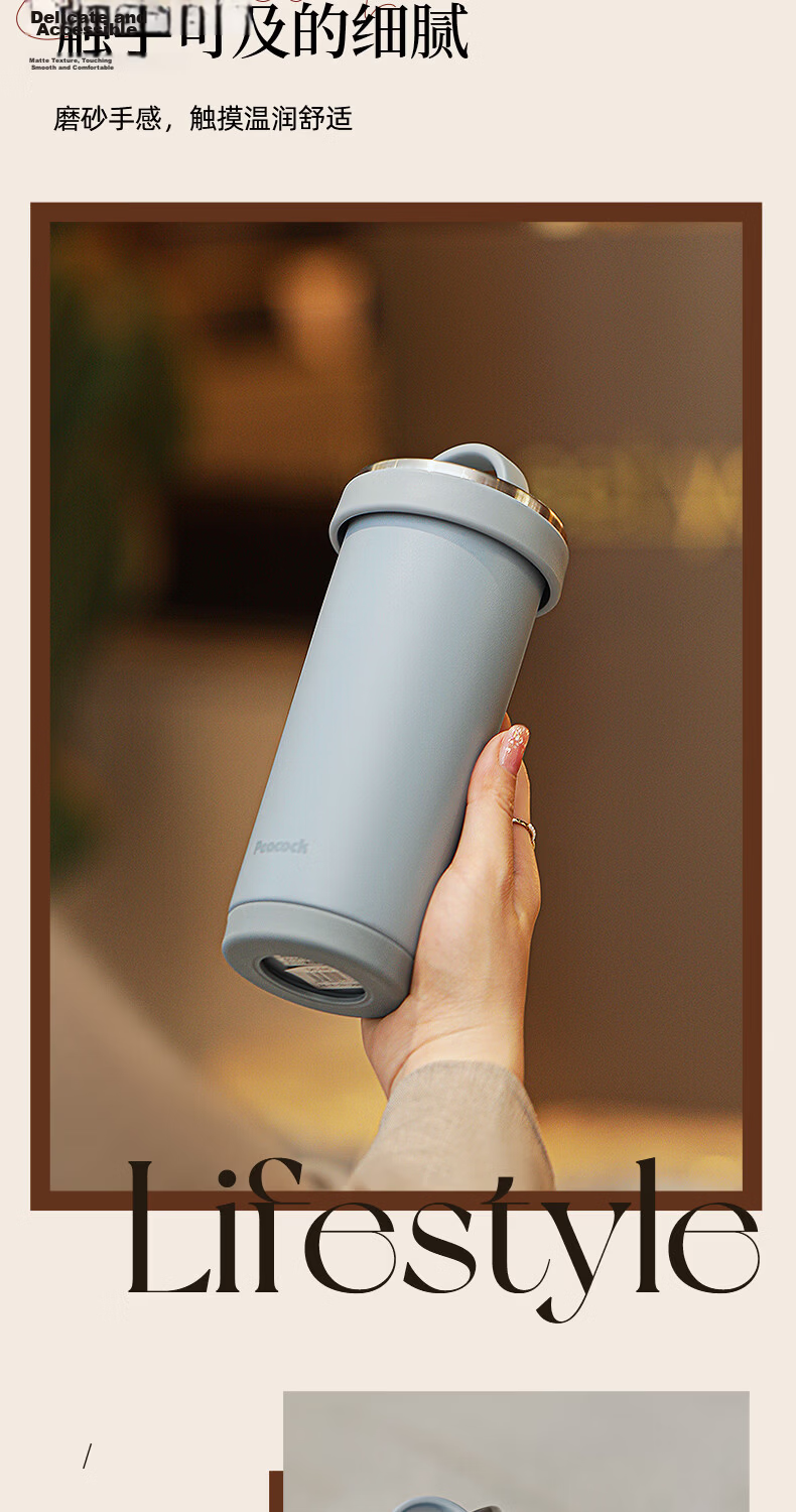 Peacock Insulated Coffee Mug 316 Stainless Steel Water Bottle Large Capacity White Travel Cup for Women Students 10