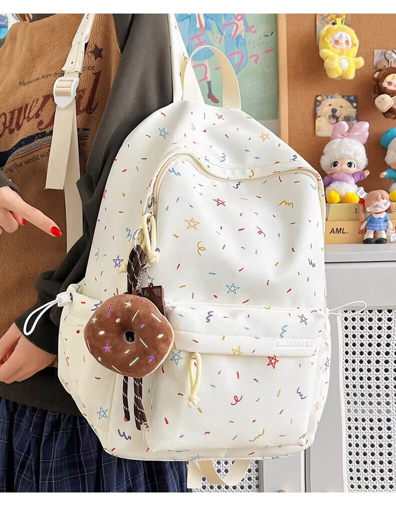 361° Women's Backpack 2026 New High-Value Ins Style Printed Schoolbag Lightweight Travel Shoulder Bag for High School and College Students 18