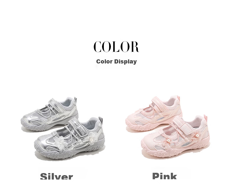 ABC KIDS Girls Casual Summer Hollow Breathable Sneakers Fashion Versatile Sports Sandals Silver Size 28 8