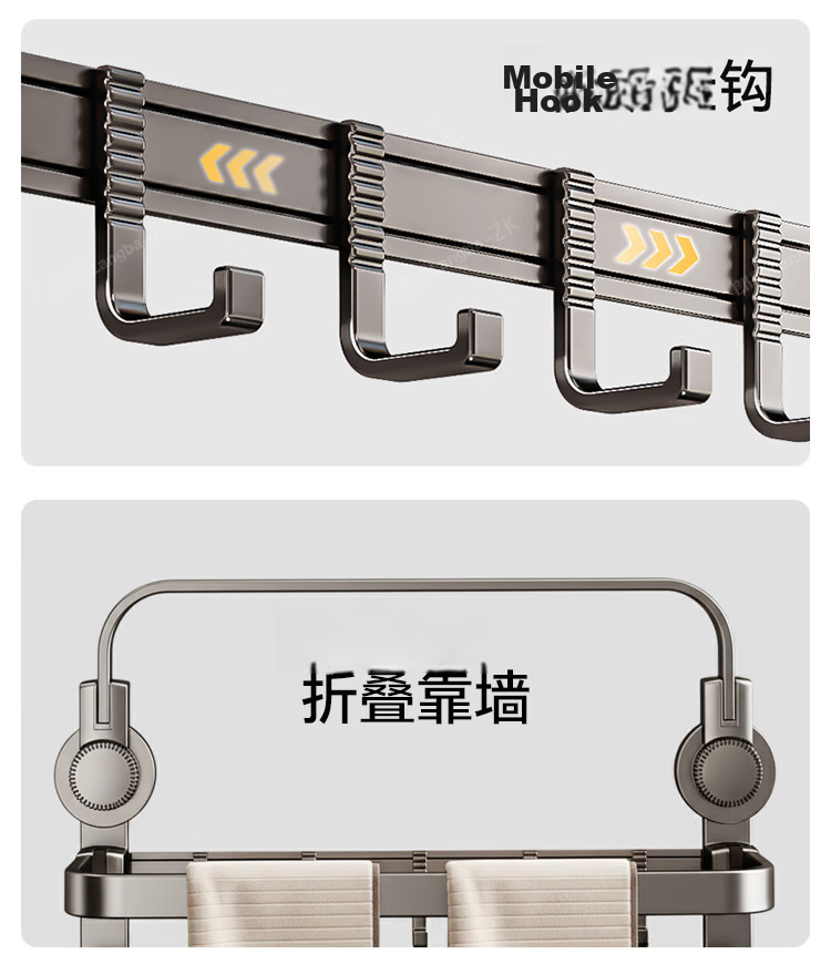Taoshi Suction Cup Towel Rack Space Aluminum Bathroom Towel Bar 095XPMJG50 9