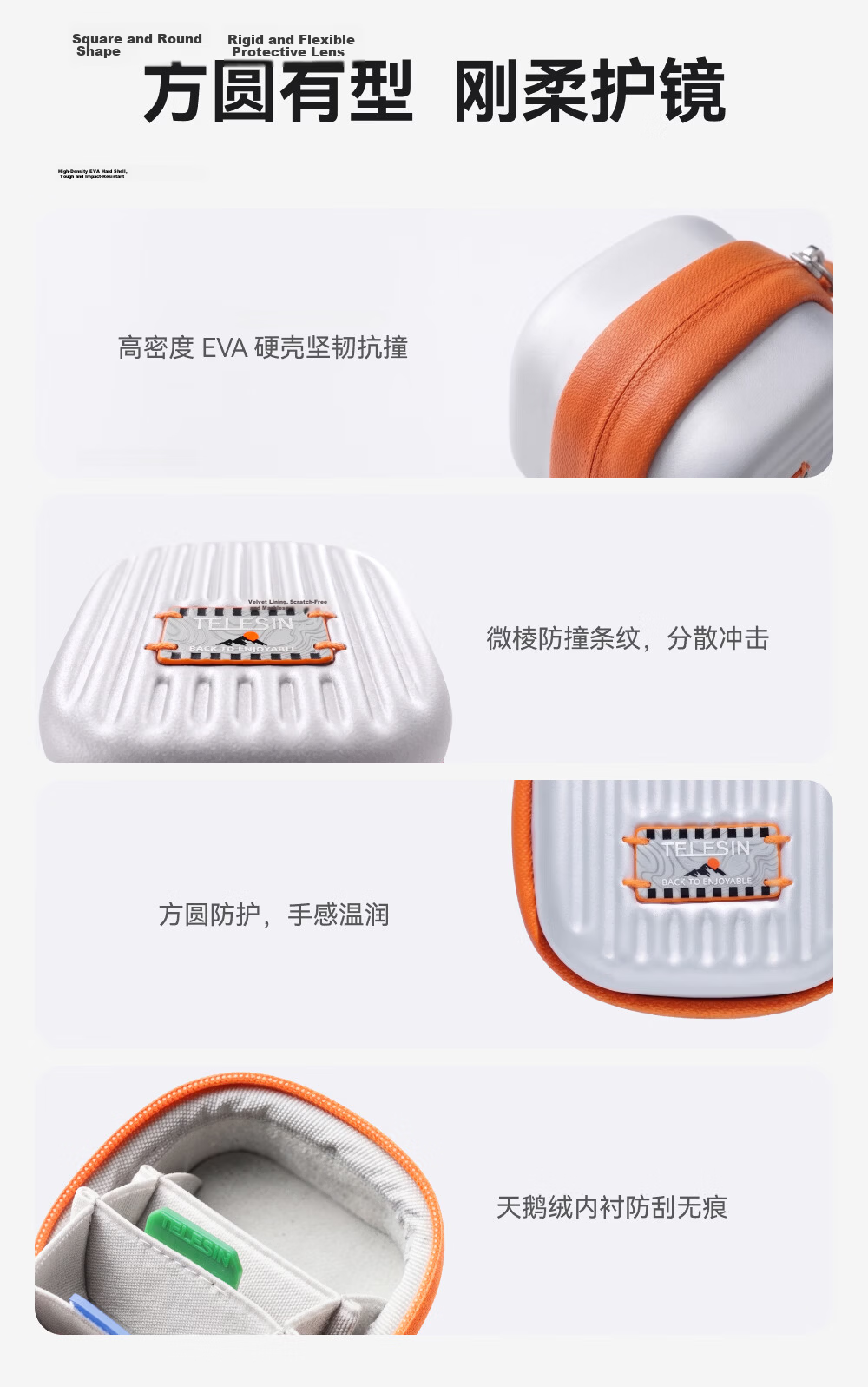 TELESIN Sports Camera Filter Storage Bag Compatible with DJI Action 6/5/4/Nano, Feiyu Ace Pro 2, GoPro Filter Storage Protective Case 5