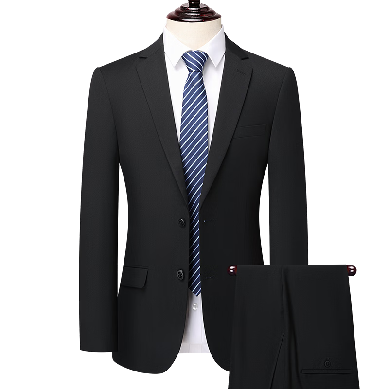 Pierre Cardin Wool Blend Men's Slim Fit Suit Set Business Casual Wedding Formal Wear