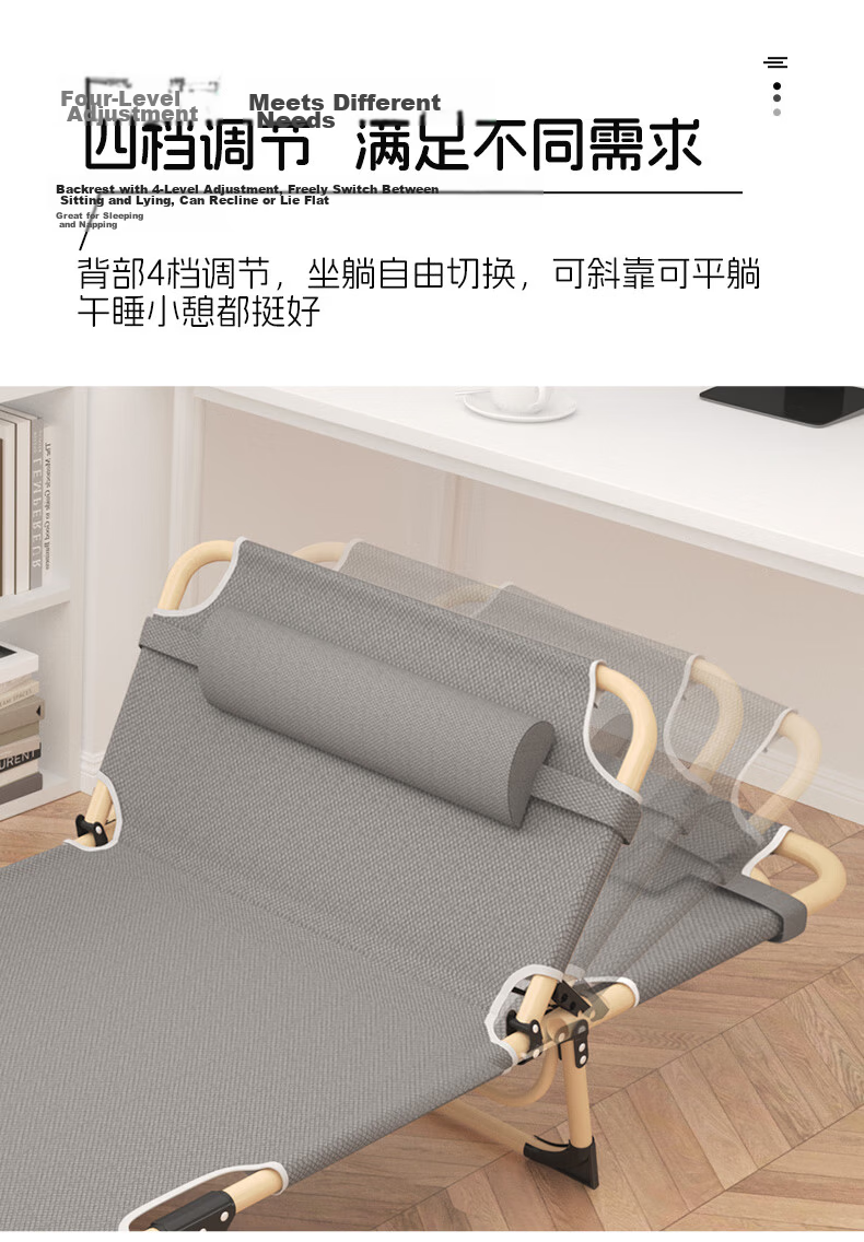 Jianyi Home Folding Single Bed Office Nap Rest Bed Military Cot Care Bed Tri-Fold Bed 5