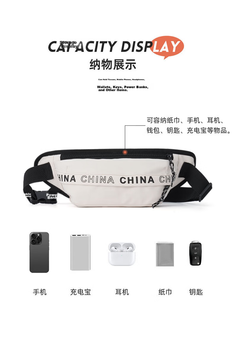 Warrior Men's Crossbody Bag Trendy Hong Kong Style Chest Bag Large Capacity Student Casual Shoulder Bag Cycling Sports Waist Chest Bag 9