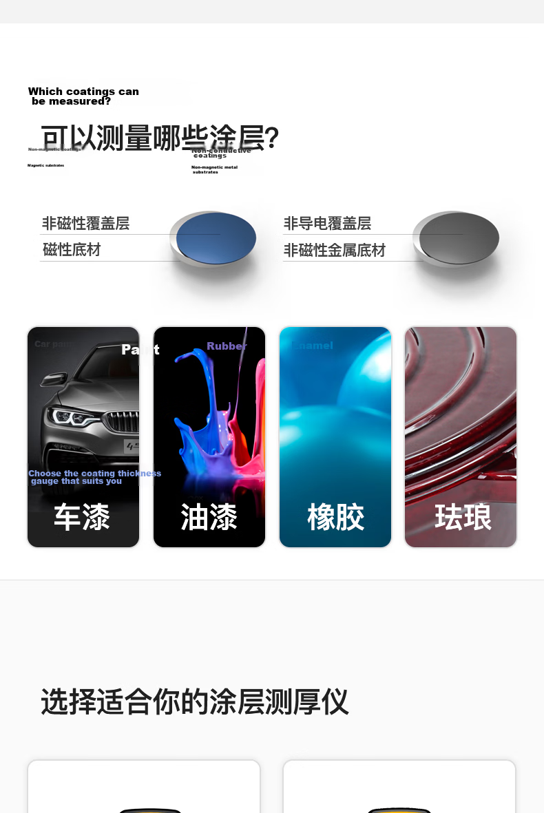 SNDWAY Coating Thickness Gauge Paint Film Thickness Meter High Precision Automotive Used Car Thickness Galvanized Layer Thickness Gauge SW-6310B 2