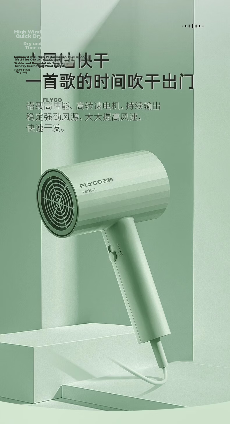 Flyco FH6296 Home Hair Dryer Powerful Wind Hair Care Quick Drying Portable Travel Gift Birthday Holiday Present 9