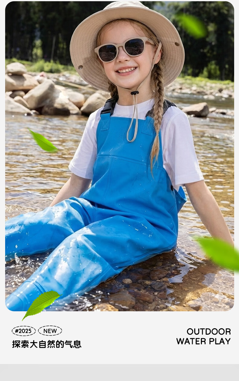 FOOTOPPO Kids Waterproof Rain Boots and Waders Full-Body Water Play Pants Splash Pants Water Gear Waterproof Rain Pants 5