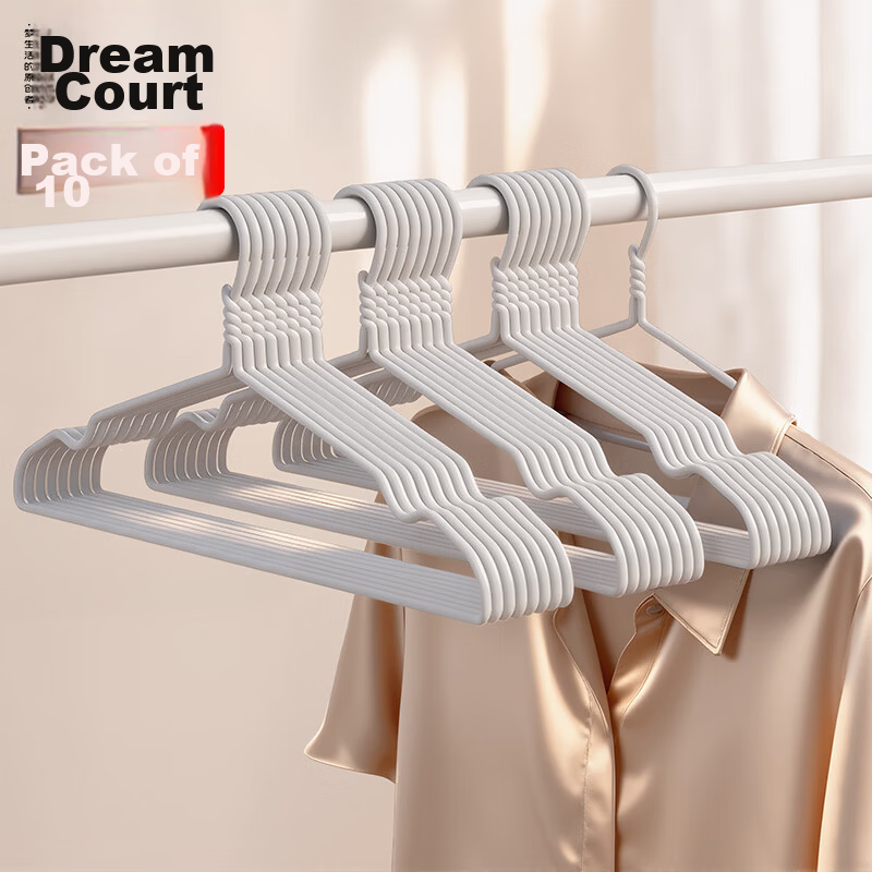 MENGTING Non-Slip No-Marks Clothes Hangers Thickened Large Size Drying Hangers Plastic Coated PE Material 10-Pack