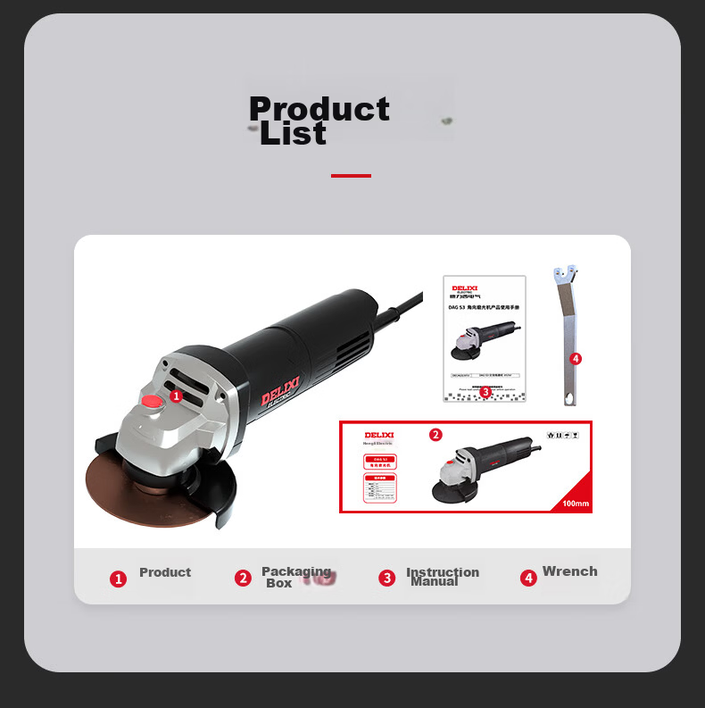 Delixi Electric 800W Angle Grinder High Power Handheld Grinding Cutting Polishing Tool Side Switch 13