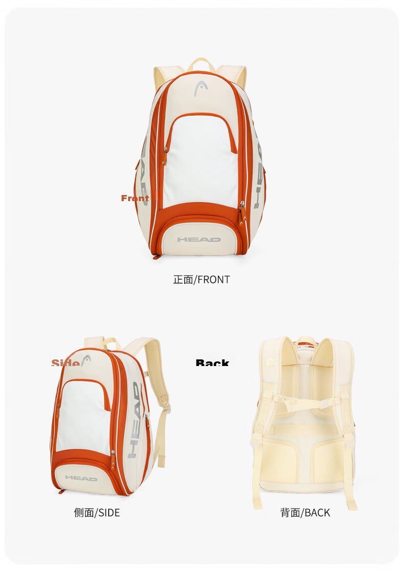 HEAD Badminton Open Tournament Dual Shoulder Bag Fitness Badminton Backpack Travel Bag Multifunctional Laptop Bag with Wet and Dry Separation 24