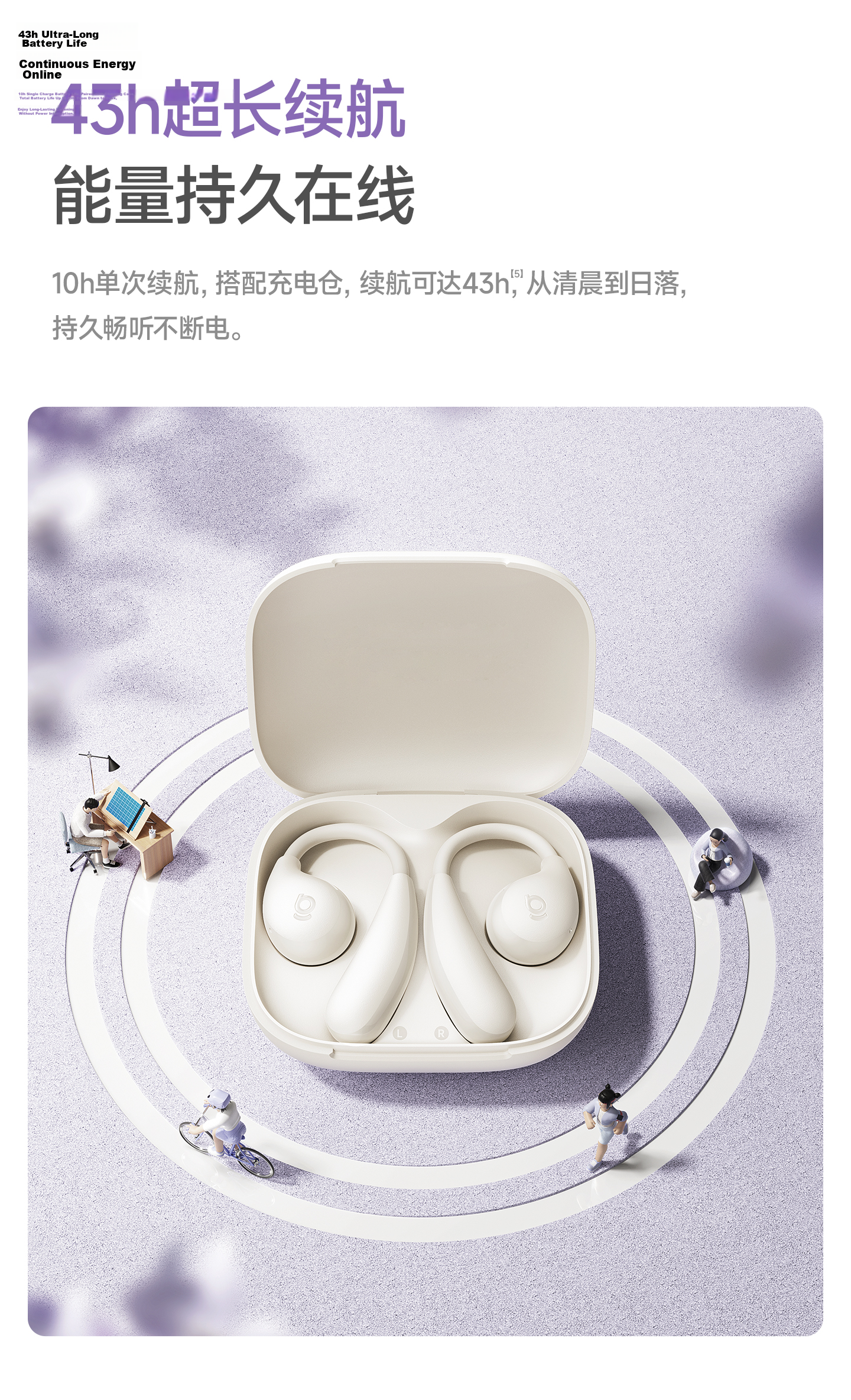 Baseus BF1 Lite 2026 New Bluetooth Earphones Open-Ear Hanging Design AI Translation Sports Call Long Battery Life Starry Black 15