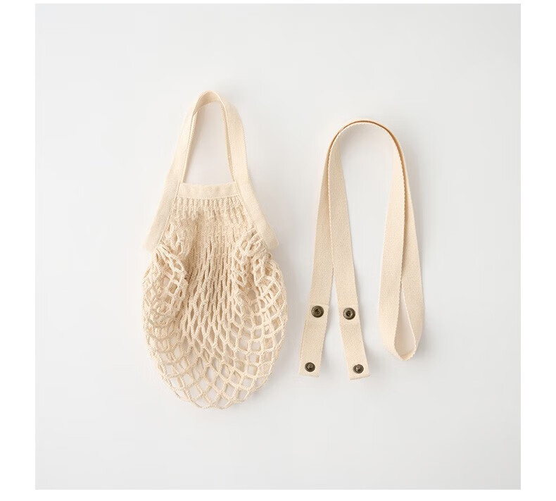 MUJI Cotton Shoulder Strap Mesh Bag Crossbody Cup Bag Woven Bag 12.5*24cm (Handle Not Included) 8