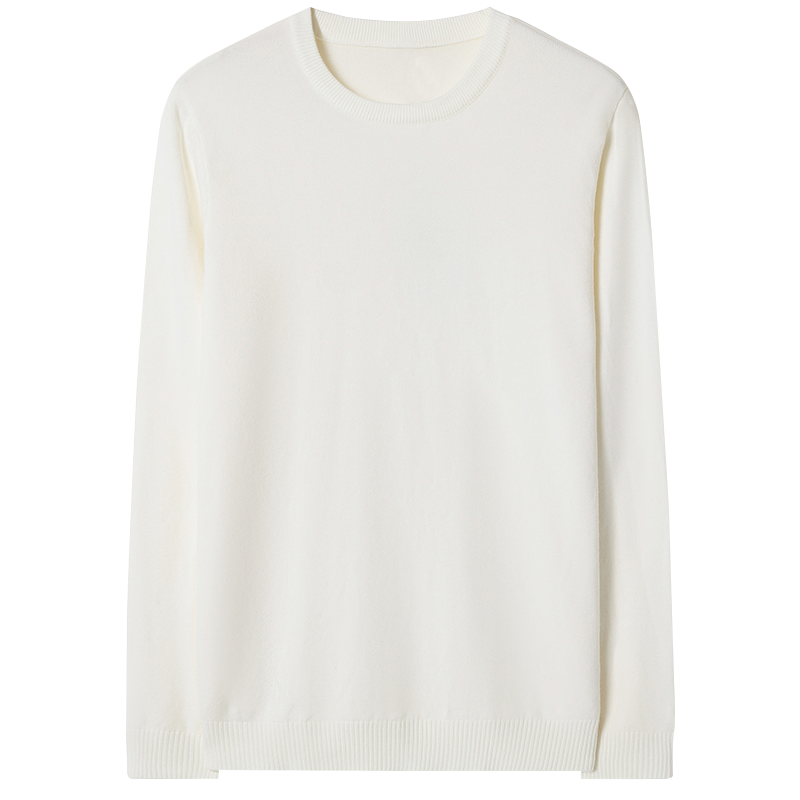 MARKLESS Men's Sweater, Autumn And Winter Warm Round Neck Knit Pullover, Casual Inner Layer Base Shirt 0710, Milk Cap White, M